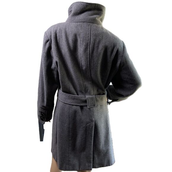 Ashley Stewart Gray Belted High Collar Button-Up Trench coat Size 1X - Picture 11 of 15